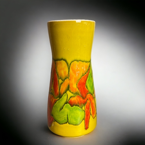 213 - A VINTAGE POOLE POTTERY YELLOW GROUND 'DELPHIS' PATTERN VASE. 22.5CM TALL