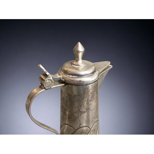 99 - AN ART NOUVEAU CONTINENTAL SILVER MINIATURE EWER.
UNIDENTIFIED HALLMARKS. 
13CM TALL.
WEIGHT - 116.7... 