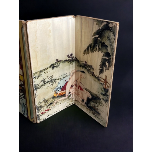 276 - A CHINESE FOLD OUT 'EROTICA' BOOK. 
90CM LONG (UNFOLDED)