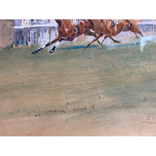 16 - A JOHN BEER (BRITISH, 1860-1930) WATERCOLOUR. 
'ECLIPSE STAKES-SANDOWN PARK'.
45.5 X 34CM (INCL FRAM... 