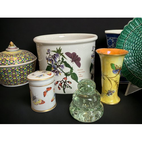 229 - A collection of European ceramics, including Portmeirion planter, Delft vase, Aynsley lustre vase, g... 