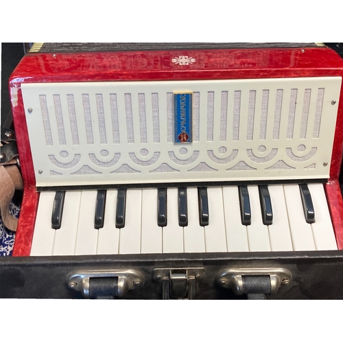 412 - A VINTAGE USSR ACCORDION & CASE.