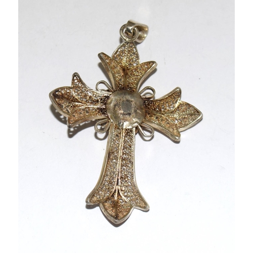 125 - 925 silver Filigree crucifix 6x4cm