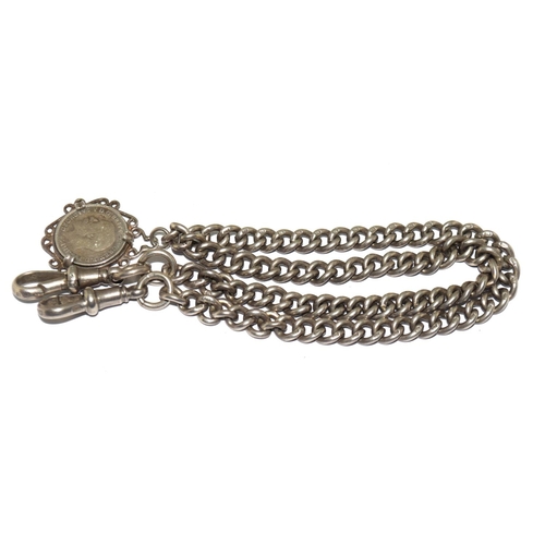 226 - 925 silver watch chain and fob all links individually H/M