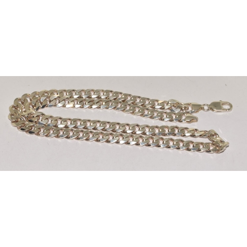 130 - 925 silver heavy flat link necklace 48cm long 58g