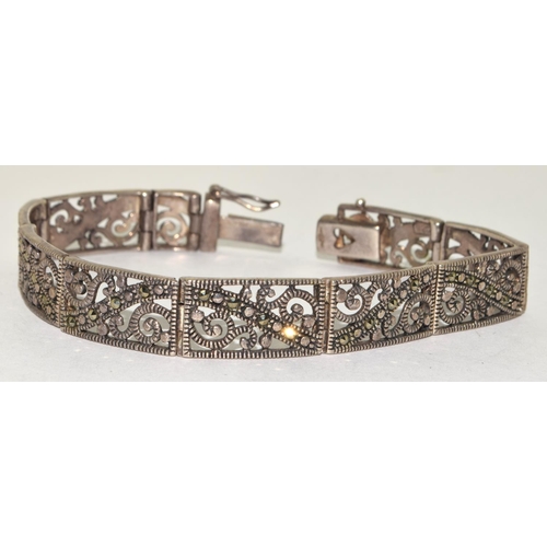 101 - 925 silver filigree Marcasite bracelet