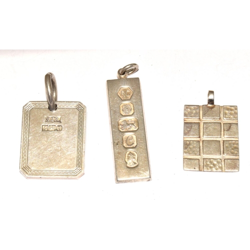 183 - 3 x 925 silver ingot pendants