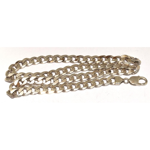 89 - 925 silver heavy flat link neck chain 52cm 65g