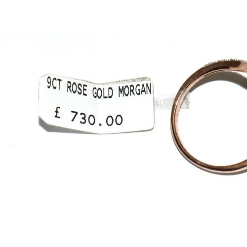 137 - 9ct ladies rose gold Morganite and Diamond ring BNWT has original shop price £730 size N