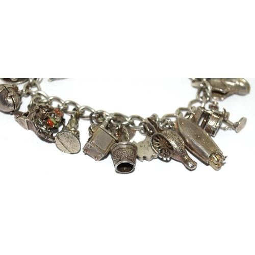 108 - 925 silver charm bracelet and charms approx 20 80g