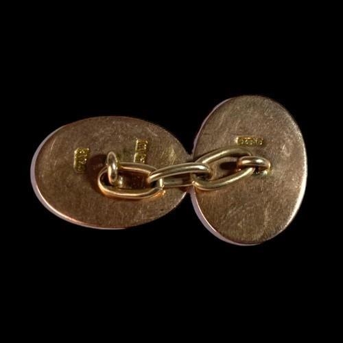 254 - A pair of early 20th C Hallmarked 9ct Gold Engine Turned Cufflinks. H/M Birmingham. 6.7g