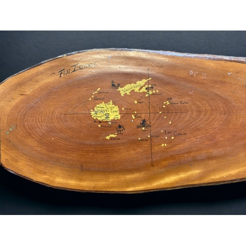 12 - A VINTAGE LIVE EDGE 'FIJI' ISLANDS DECORATED COFFEE TABLE.