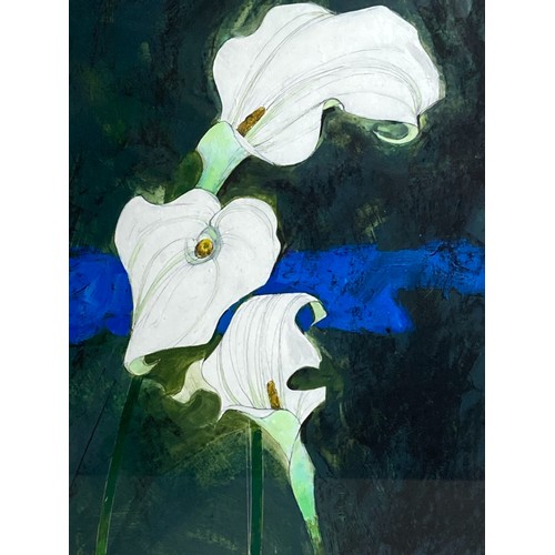 20 - AN ALASTAIR MICHIE, BRITISH (1921-2008) 'ARIA LILLY'S' PAINTING.
SIGNED TO LOWER LEFT & TO BACK OF F... 