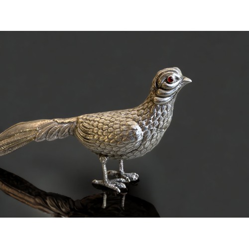 94 - A CONTINENTAL SILVER MODEL OF A PHEASANT. DETAILED DESIGN & DECORATED WITH RUBY COLOURED EYES.
16 X ... 