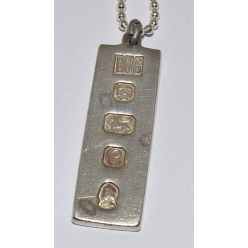 162 - 925 silver Ingot on a ball chain