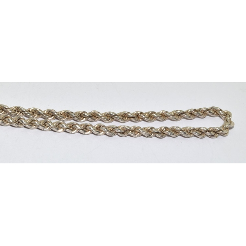 110 - 925 silver rope chain necklace 61cm long