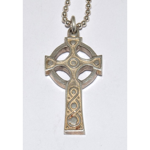 69 - 925 silver Celtic cross pendant necklace