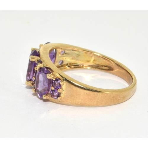 135 - 9ct gold ladies antique set Amethyst ring size M