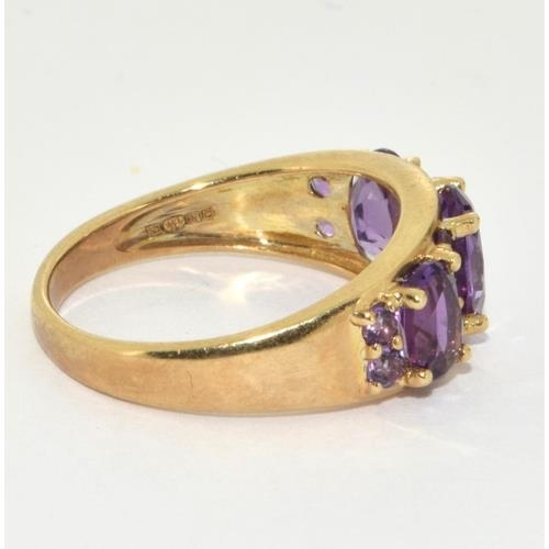 135 - 9ct gold ladies antique set Amethyst ring size M