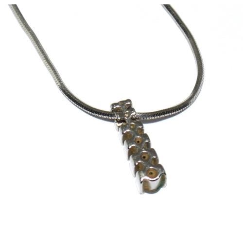 197 - 9ct white gold Diamond drop pendant necklace with a snake chain