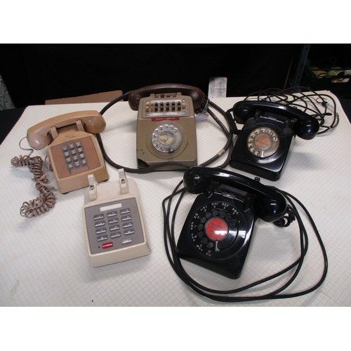 480 - 5 VINTAGE ROTARY & BUTTON DIAL TELEPHONES.