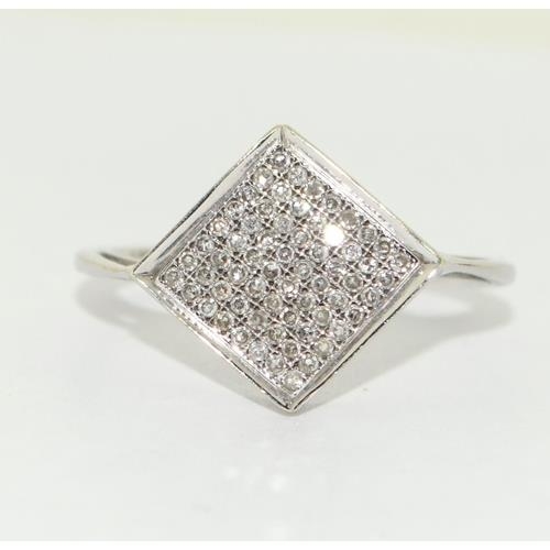 235 - 9ct white gold ladies Diamond set in a diamond shape ring size N