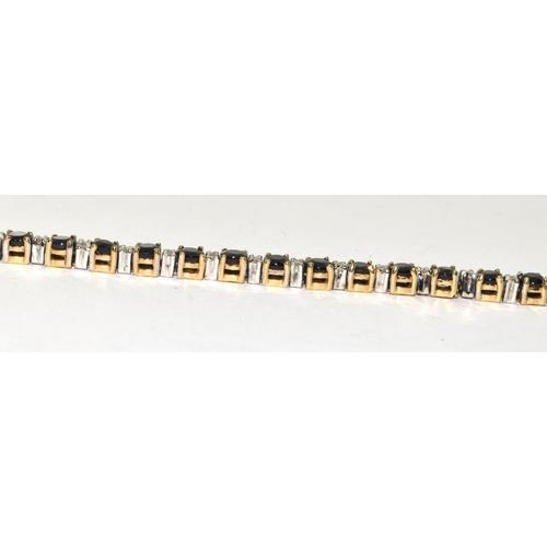 239 - 9ct gold Diamond and Sapphire Tennis bracelet 11g