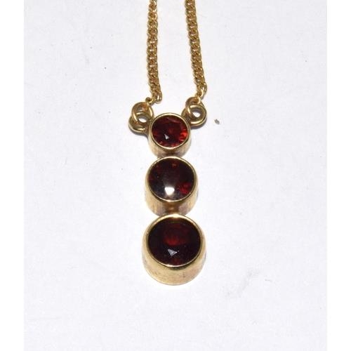 2 - 9ct gold ladies Garnet pendant necklace