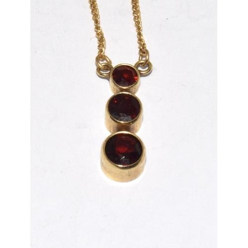 2 - 9ct gold ladies Garnet pendant necklace