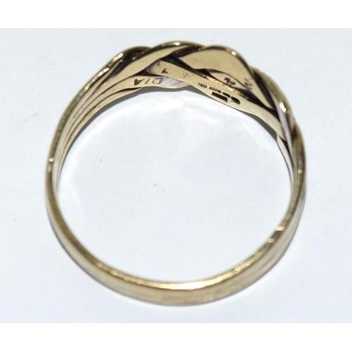 200 - 9ct gold L:adies Diamond rope ring H/M in ring as diamond size S