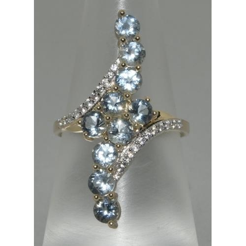 91 - A 9ct gold aquamarine ring Size L 1/2.