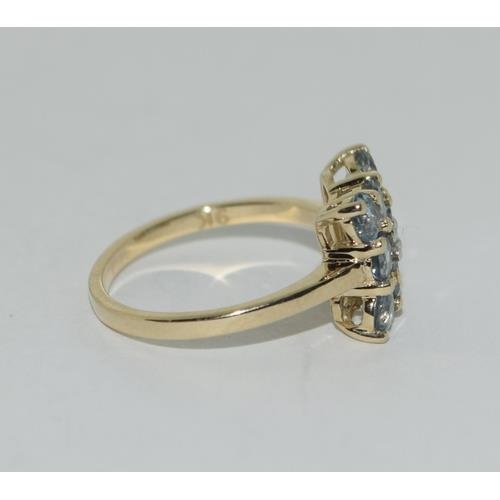 53 - A 9ct gold aquamarine ring Size L 1/2.