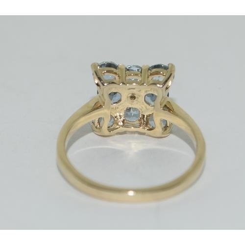 53 - A 9ct gold aquamarine ring Size L 1/2.