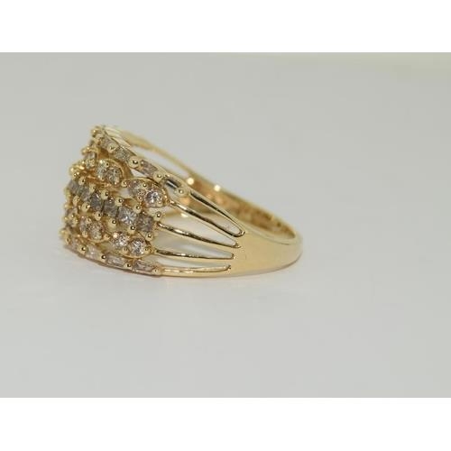 218 - 9ct Gold champagne diamond ring approx 1ct, size N