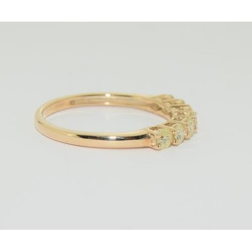 300 - 9ct Gold 7 stone yellow diamond 1/2 eternity ring, N