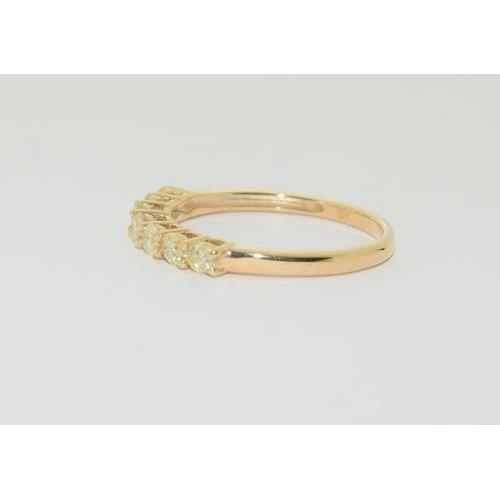 300 - 9ct Gold 7 stone yellow diamond 1/2 eternity ring, N