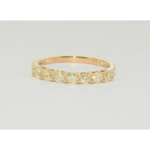 300 - 9ct Gold 7 stone yellow diamond 1/2 eternity ring, N