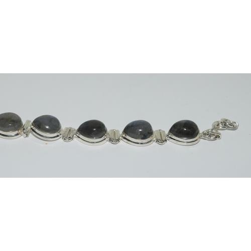 230 - A silver labradroite bracelet.