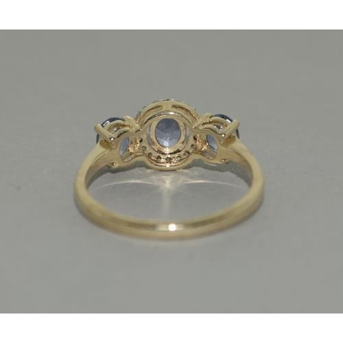 259 - A 9ct gold Ceylon Sapphire and Diamond ring Size N