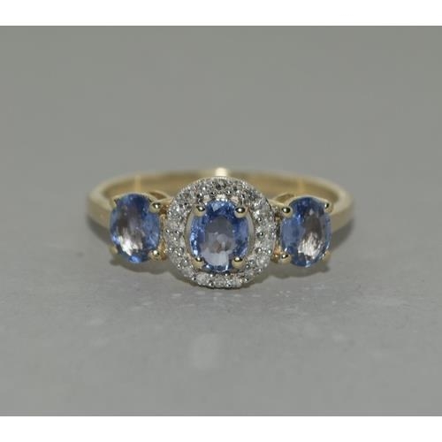 259 - A 9ct gold Ceylon Sapphire and Diamond ring Size N