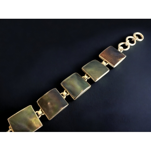 177 - A STERLING SILVER & ABALONE LADIES BRACELET.
21CM LONG.