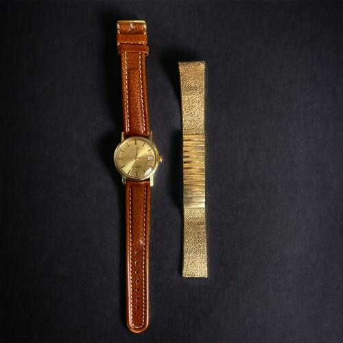 189 - A 1970's SWISS IMADO 9CT GOLD MENS WRISTWATCH.
17 JEWELS, INCABLOC.
BIRMINGHAM 1978 HALLMARKS. 
WITH... 