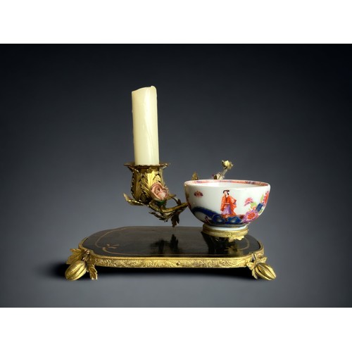 320 - A scarce Louis XV type Continental porcelain tea bowl & candlestick centrepiece. 18th-century.
Mount... 