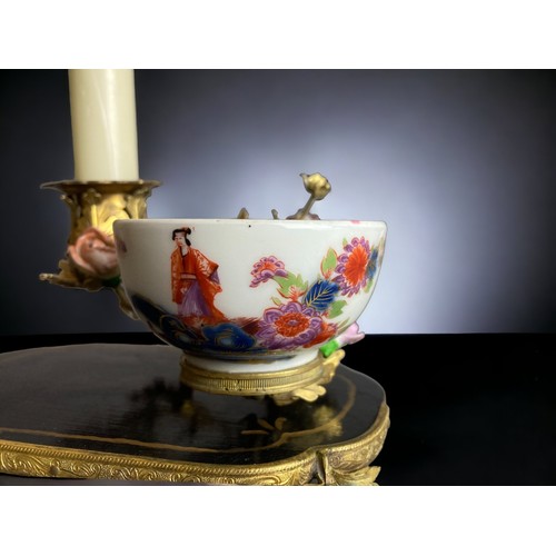 320 - A scarce Louis XV type Continental porcelain tea bowl & candlestick centrepiece. 18th-century.
Mount... 