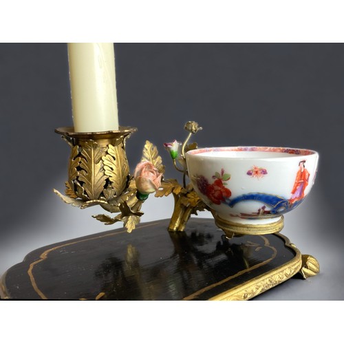 320 - A scarce Louis XV type Continental porcelain tea bowl & candlestick centrepiece. 18th-century.
Mount... 