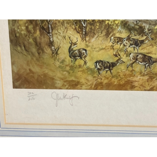 49 - A large, Ltd edition signed John King Hunt scene print. 
73 x 61cm (incl frame)