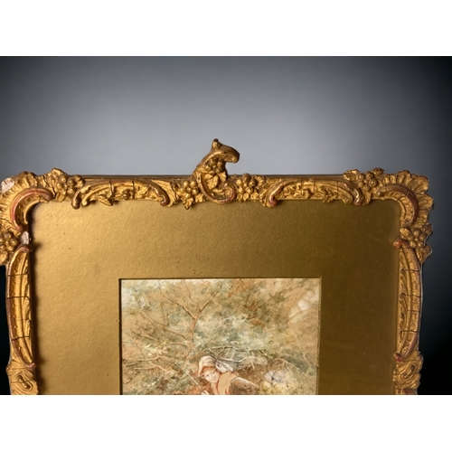 50 - WALTER DUNCAN R.W.S (1848-1932), 'THE HIDING PLACE'. IN GILT GESSO FRAME.
SIGNED.
36 X 29 CM