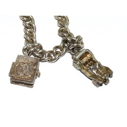 27 - Silver charm bracelet and charms each chain link individually H/M