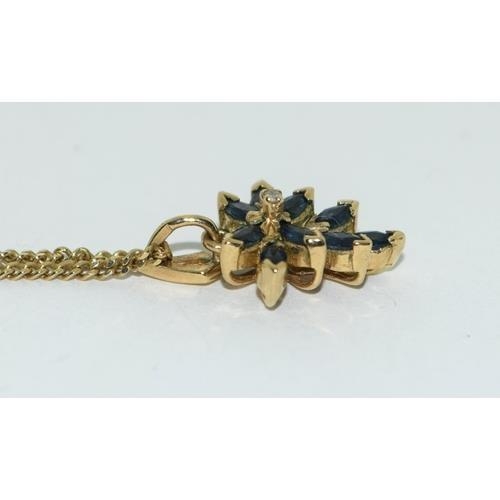 116 - 9ct gold Diamond and Sapphire pendant necklace