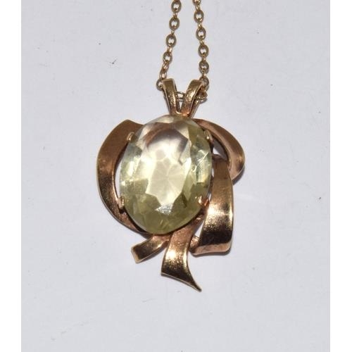 180 - 9ct gold citrine pendant necklace